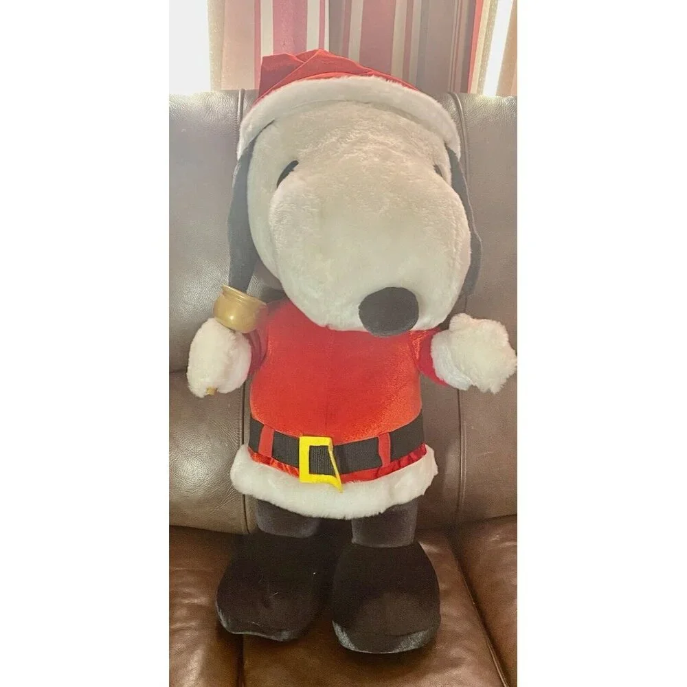 Christmas Santa Snoopy Peanuts Holiday Door‎ Greeter 26” Tall Gemmy Plush